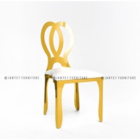 Location de chaises de mariage Infinity empilables en acier inoxydable doré pour événements et banquets de luxe