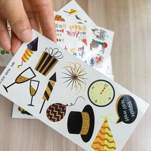 Tatuajes Temporales Coloridos y Ecológicos para Niños, con Diseños <span class=keywords><strong>de</strong></span> Feliz Año Nuevo, Resistentes al Agua, 8 Hojas, para Fiestas, Arte Corporal - Product Image 3