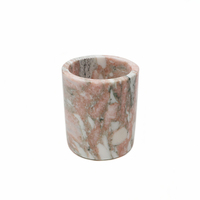 NANWEI Tasse cylindrique en marbre naturel Rosso Norvegia, artisanale, vaisselle en pierre de qualité supérieure, conçue pour une expérience culinaire raffinée