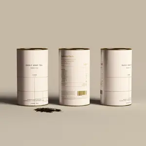 Embalagem de papel biodegradável para chá solto, saquinho de papel cilíndrico premium com impressão personalizada, caixa de tubo para presente, saquinho de chá solto