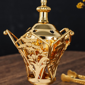 Brûleur d'encens en fer forgé à motif creux doré, style Moyen-Orient, pour intérieur, bougeoir, encensoir arabe, <span class=keywords><strong>église</strong></span>, maison - Product Image 3