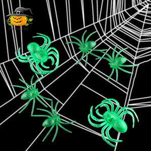 Halloween Decorations 6Pcs Green <b>Spider</b> <b>Plastic</b> Non Glow In Dark For Indoor Party Props - Product Image 1