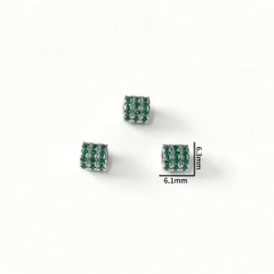 Perles entretoises micro-pavées en CZ vert, perles tubulaires en laiton plaqué rhodium <span class=keywords><strong>pour</strong></span> la fabrication de bijoux de style <span class=keywords><strong>Pandora</strong></span> DIY - Product Image 5