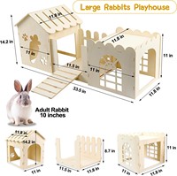 Maison de cachette en bois moderne pour lapin de grande taille, château en bois pour petits animaux, cage, maison de jeu pour lapin, habitat pour lapin nain, cochon d'Inde