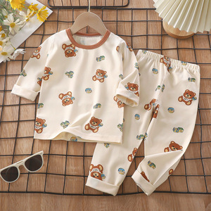 Bộ đồ ngủ giản dị cho trẻ em SQTH-002 mùa xuân cotton ấm áp mặc nhà 100% cotton - Product Image 6