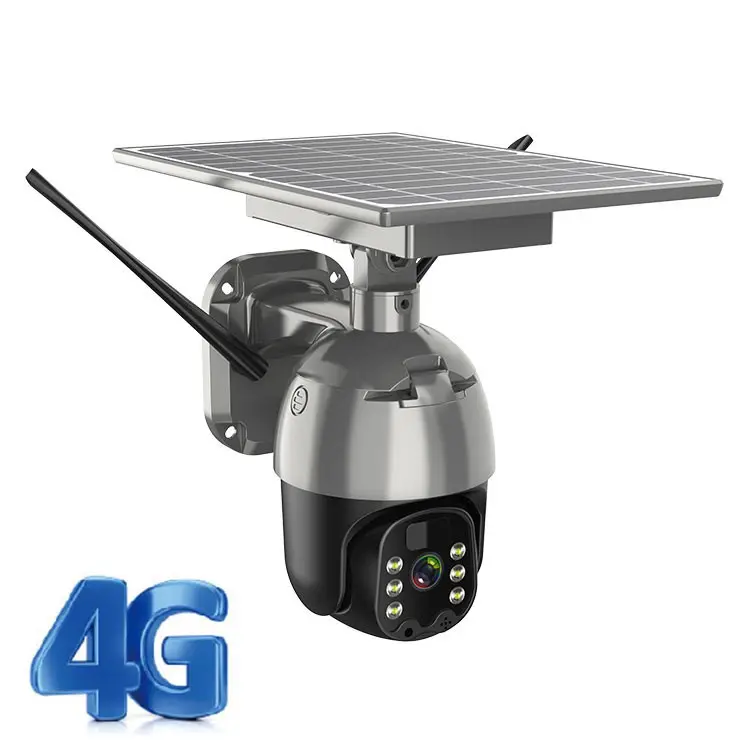 Caméra de vidéosurveillance à panneau solaire, CCTV IP 1080P, PTZ POE, étanche, avec carte Sim 5G/4G, sans fil
