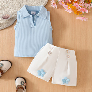 Completo 2025 da bambina vestito carino da bambina Top Set moda estiva <span class=keywords><strong>1</strong></span> 4 anni 2 pezzi Set da bambina <span class=keywords><strong>vestiti</strong></span> estivi da bambina - Product Image 4