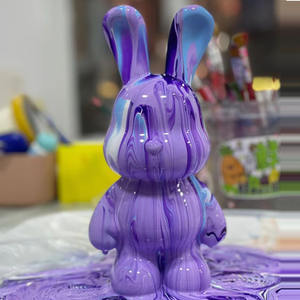 Hotsales Hucha de resina DIY con diseño de conejos y ovejas de graffiti, modelo de resina de conejo, figura de dibujos animados pintada a mano, adorno de escritorio con cuerpo blanco - Product Image 6