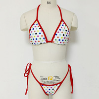 Haute qualité danseuse deux pièces Polyester dames Sexy Bikini haut décapant tenues femmes taille basse pantalon vêtements de danse exotique