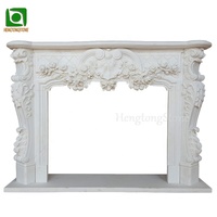 Encadrement de cheminée en marbre blanc naturel sculpté à la main, design colonne romaine