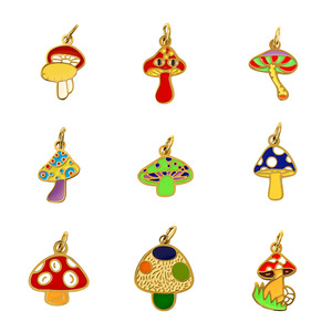 Mushroom Pendant Charms Mixed Shapes Enamel Jewelry Findings For DIY Necklace Accessories Women Stylish Commute - Product Image 1