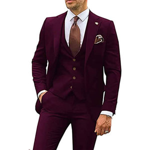 Smoking da tre pezzi <span class=keywords><strong>Slim</strong></span> <span class=keywords><strong>Fit</strong></span> con scollo a V stile Casual <span class=keywords><strong>blazer</strong></span> monopetto da <span class=keywords><strong>uomo</strong></span> - Product Image 4