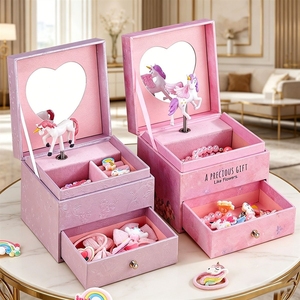 Carillon, contenitore portaoggetti a tema principessa, gioielli, piccola cavallina girevole, regali di <span class=keywords><strong>compleanno</strong></span> e di Natale per bambine, personalizzabile - Product Image 4