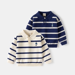 Nouveau <span class=keywords><strong>Pull</strong></span> Enfant Rayé à Col Polo Printemps 2025, Tricot Polyvalent pour Tout-Petits, Vente en Gros Tendance pour Enfants - Product Image 1