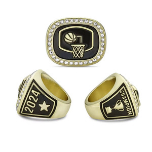 Bague de championnat de football de basket-ball en alliage de haute qualité personnalisée en usine plaquée or/argent - Product Image 1
