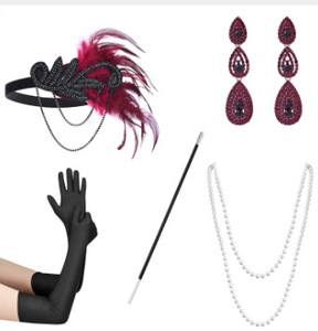 Costume <span class=keywords><strong>Charleston</strong></span> des années 1920 pour cosplay d'Halloween, accessoires Gatsby des années 1920, serre-tête rose nude, serre-tête à plumes Great Gatsby - Product Image 3
