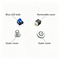 Interrupteurs à bouton-poussoir LED lumineux à tête plate momentanée, étanches IP65 en acier inoxydable, 6*6*8.5mm, 5 broches, 12V, avec terminal à trou tactile