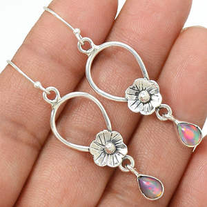 Pendientes colgantes de plata de ley 925, piedras preciosas de ópalo Natural, joyería de boda hecha a mano, estilo romántico, precio de fábrica certificado - Product Image 1