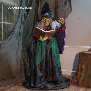 Gran Decoración Eléctrica de Halloween con Sensor de Movimiento para Casa Embrujada o Parque de Atracciones: Bruja de Pie Leyendo un Libro - Product Image 1