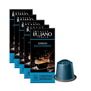 Cápsulas de Café Espresso Descafeinado Tostado Caffe Iuliano, Compatibles con Aluminio, 10 Unidades - Product Image 1