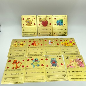 Cartes Pikachu plaquées or, forme de dessin animé, impression offset mignonne, jouets promotionnels - Product Image 2