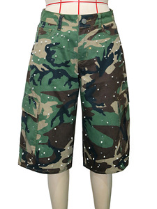 BH1796 Vêtements pour femmes, <span class=keywords><strong>pantalon</strong></span> mi-long <span class=keywords><strong>d</strong></span>'été en tricot, style streetwear, camouflage, orné de perles et de strass, pour l'industrie lourde - Product Image 5