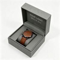 Boîte d'emballage et de présentation de montres en papier de qualité supérieure, personnalisable avec logo, couleur noire et rouge, à couvercle rabattable, prix fabricant bas