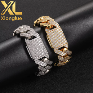 20mm Rose Gold Silver Plated <b>Copper</b> Alloy Cuban Link Claw Setting Hip Hop Iced Diamond <b>Bracelet</b> Necklace Fine Jewelry Men Women - Product Image 5
