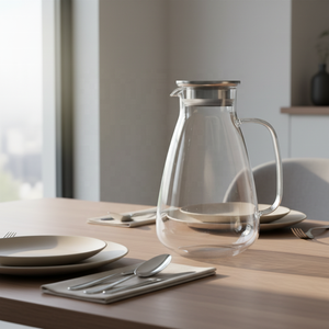 Carafe en <span class=keywords><strong>verre</strong></span> transparent en gros, 1L ou 2L au choix, grande capacité, en borosilicate résistant <span class=keywords><strong>à</strong></span> la chaleur avec poignée pour hôtels et restaurants - Product Image 2