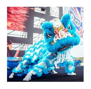 Disfraz de Danza del León, Mascota Tradicional China Hecha a Mano y Personalizada para Festivales de Año Nuevo, para Dos Personas, de Lana, Seda y Algodón - Product Image 1