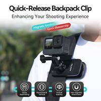 Klip Ransel Universal Magnetik Teknologi Baru Telesin dengan Dudukan Lepas Cepat untuk Kamera Aksi Go Pro / Insta360 / DJI