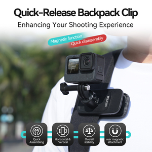 Clip Magnético Universal para Mochila con Montura de Liberación Rápida para Cámaras <span class=keywords><strong>Go</strong></span> <span class=keywords><strong>Pro</strong></span> / Insta360 / DJI Action, Nueva Tecnología Telesin - Product Image 3