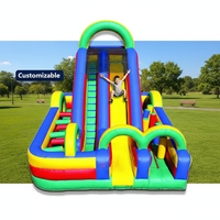 Toboggan Gonflable Géant pour Enfants, Thème Bus Scolaire Aventure, Toboggan Géant de la Jungle, Structure de Saut en PVC de Qualité Commerciale pour Location de Fêtes en Extérieur