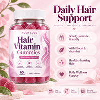 Gummies de Vitamines Capillaires OEM ODM Marque Privée avec Biotine Collagène Kératine Vitamine C E Zinc – Complément Beauté Cheveux – 60 Gummies