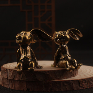 เครื่องประดับกระต่ายทองเหลืองสไตล์วินเทจ 2 ชิ้น น่ารัก ลายการ์ตูน ตกแต่งบ้าน ตกแต่งโต๊ะน้ำชา ของตกแต่งห้องนั่งเล่น - Product Image 1