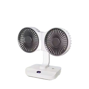 Double Head Camping Desk Rechargeable <b>Battery</b> <b>Operated</b> 5 Speeds Quiet Oscillating Type-C Portable Outdoor Fan With Hook - Product Image 1