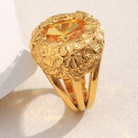 Bague en plaqué or avec zircon jaune sculpté Dreamidea Bijoux d'inspiration vintage pour styles rétro et bohème