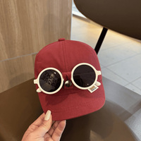 Gorra de Béisbol Vintage Desmontable con Gafas de Sol para Niños, Diseño de Frutas y Bloques de Color, Sarga 100% Algodón, Lona Transpirable e Impermeable, Unisex
