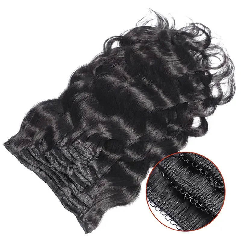 All'ingrosso Clip per capelli extension doppia trama parrucca da 22 pollici per donne nere 100% extension vergini brasiliane dei capelli umani
