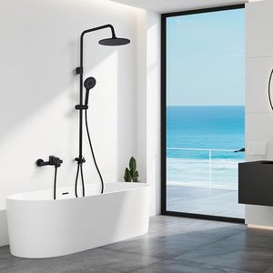 Grifo de Bañera con Sistema de Ducha, Ducha Manual Negra con 4 Funciones, 360 °   Grifo de Bañera con Caño Giratorio y Cabezal de Ducha - Product Image 2