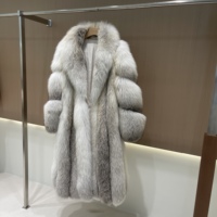 Manteau d'hiver de luxe 2026 pour femme en fourrure de renard blanc d'île importée, avec grand col et manches bouffantes, en véritable fourrure de renard pleine peau