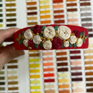 Diadema Acolchada Bordada a Mano para Niñas, Aro para el Cabello con Cinta Floral, Accesorios para el Cabello de Boutique para Niñas - Product Image 6