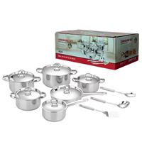 Set Peralatan Masak Stainless Steel Klasik 15 pcs Multifungsi dengan Tutup untuk Rumah, Restoran, dan Memasak Sehari-hari