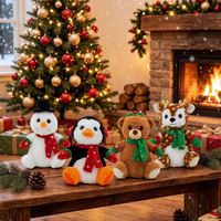 Kerstcadeau Pluche Knuffels met Rode Sjaal Schattige Sneeuwpop Pinguïn Elch Teddybeer Kerst Pluche Speelgoed Aanpasbaar LOGO