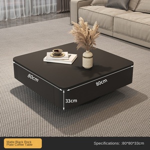 Luce di lusso <span class=keywords><strong>nero</strong></span> High-End di vetro <span class=keywords><strong>tavolo</strong></span> da tè roccia quadrata combinazione di legno tavolino da caffè per moderno semplice soggiorno per - Product Image 6