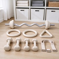 Kit complet de Pilates avec poids : Barre gainée de silicone, anneaux de résistance, anneau triangulaire, mini haltères, poids de cheville pour la maison et le studio