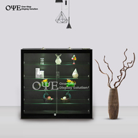 Vitrine murale éclairée par LED avec étagères en verre trempé multicouches