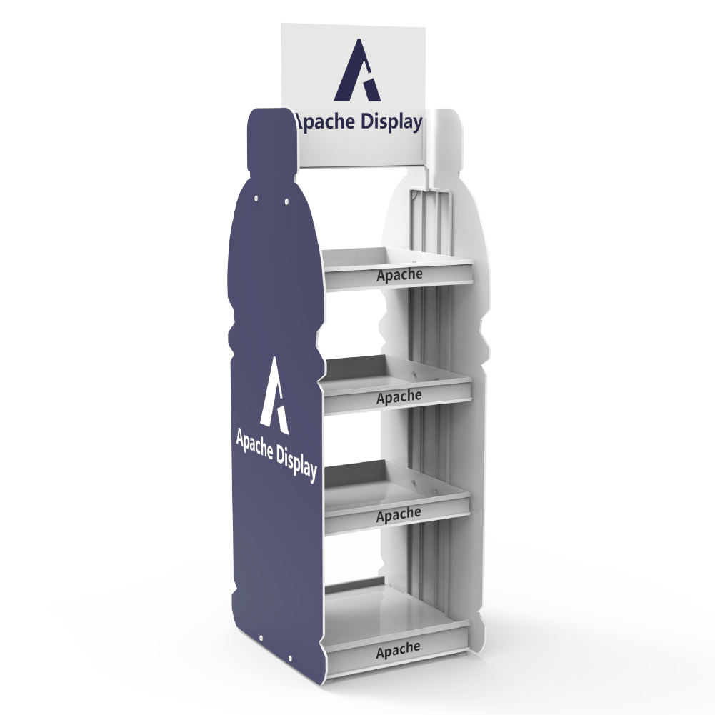 Metal Beverage Display Stand Customization 4 Tier Detachable PVC Foam Side Plate Floor Stand Shelf for Retail Shop — view 5