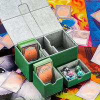 Boîte de rangement pour cartes X-Large en cuir PU double, pour plus de 200 cartes sous étui, qualité supérieure, couleur écologique, 3 plateaux, capacité de 100+ cartes