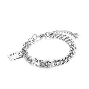 Bracciale in argento bracciale in acciaio inossidabile per donna accessorio per gioielli elastici di moda 2023 nuovo braccialetto in metallo braccialetto spesso